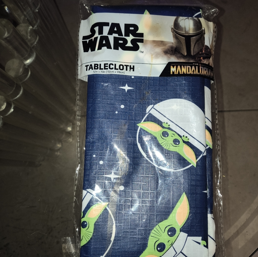 Star Wars Mandalorian Tablecloth with Blue and Green Design